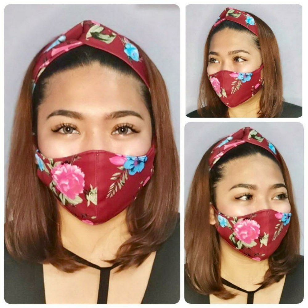 Twist Knot Turban Headband Face Mask Reusable set